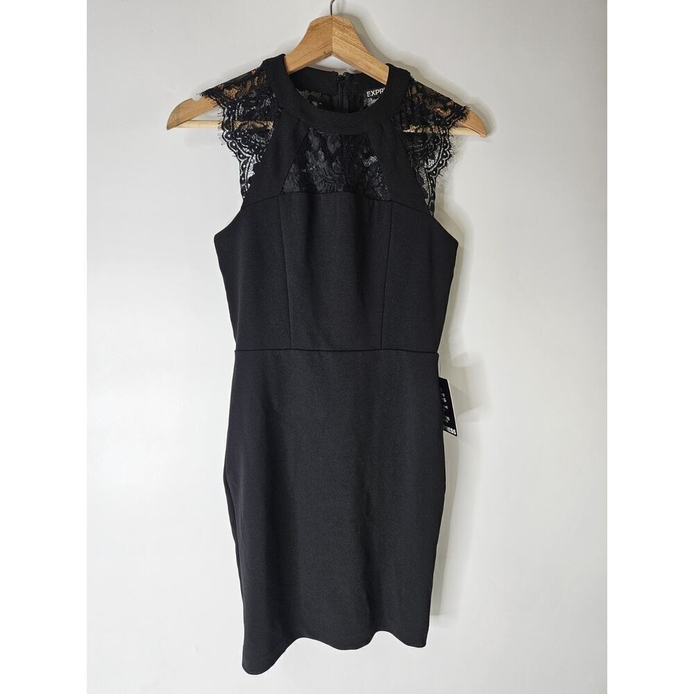 Express Dress Womens Bodycut Size 0 Black Lace Party Cocktail